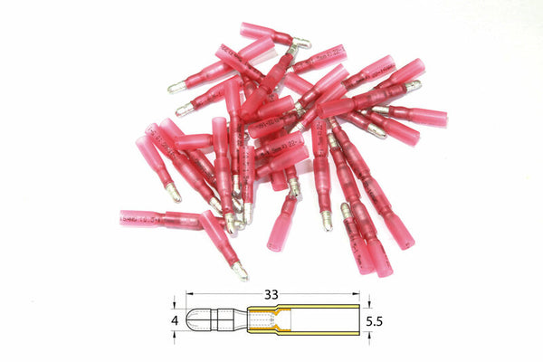 Bihr Female Heat-Shrinkable Crimping Bullet Connector Ø0.5mm²/1.5mm²-50pcs Transparent Redmpd1-156