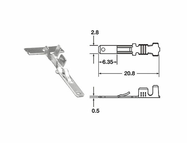 Bihr Male Terminal 110 ml Series Ø0.85mm²/1.25mm² - 50pcmm110-01b2