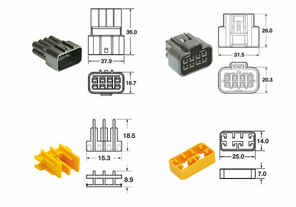 Bihr 8 plugs end set connectors 090 frkw oe type - 5 set90frkw.8p