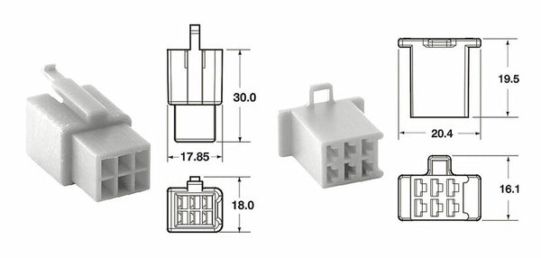 Bihr 6 plugs end set connectors 110 ml oe type Ø0.5mm²/0.85mm² - 5 sets110ml.6p