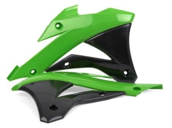 Policeport Radiator Covers Oem Color Green/Black Kawasaki KX85/KX100 84173001