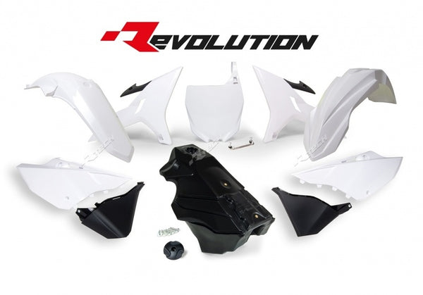 RaceTech Revolution plastmasas komplekts + gāzes tvertne melna/balta yamaha yz125/250 r-kityz0-bn0-016