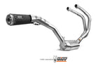 MIVV Ghibli Full Exhaust System - Yamaha XSR 700 00.73.Y.052.LGB med rostfritt stål och svart ljuddämpare, perfekt för prestandaoptimering.