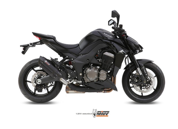 Sidovy av Kawasaki Z1000 utrustad med MIVV SUONO Steel Black Double Slip-On, stilren och kraftfull lösning inom MC-reservdelar och avgassystem.