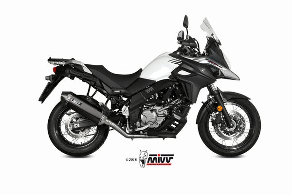 MIVV Speed Edge Muffler Steel Black/Carbon End Cap Suzuki DL650 V-Strom 00.73.s.049.lrb