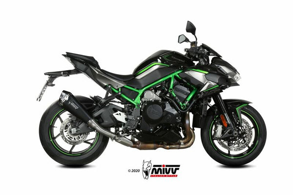 MIVV Delta Race Silencer monterad på Kawasaki Z H2 K.053.LDRB, sportig design och högpresterande avgassystem för motorcyklar.
