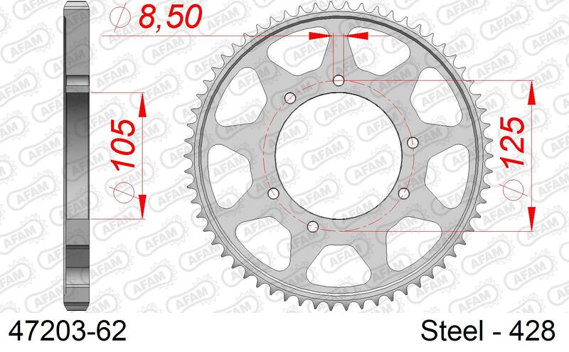 AFAM oceľový štandardný zadný Sprock 47203 - 428