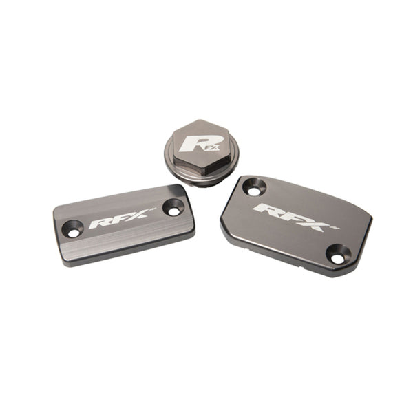 RFX Pro Reservoir Cap Kit Kit (Mineral Gray) - KTM SX/SXF (Brembo Brake and Magura Clutch) FXRC5210099H2