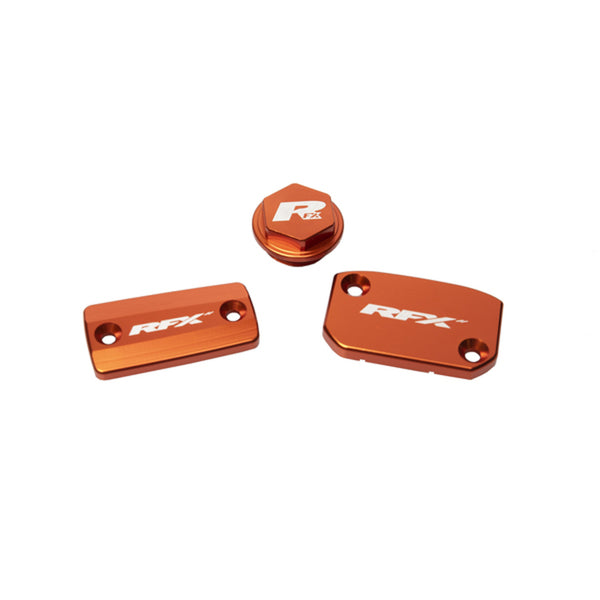 RFX Pro Reservoir Cap Kit Kit (Orange) - KTM SX/SXF (Brembo Brake and Magura Clutch) FXRC5210099OR 