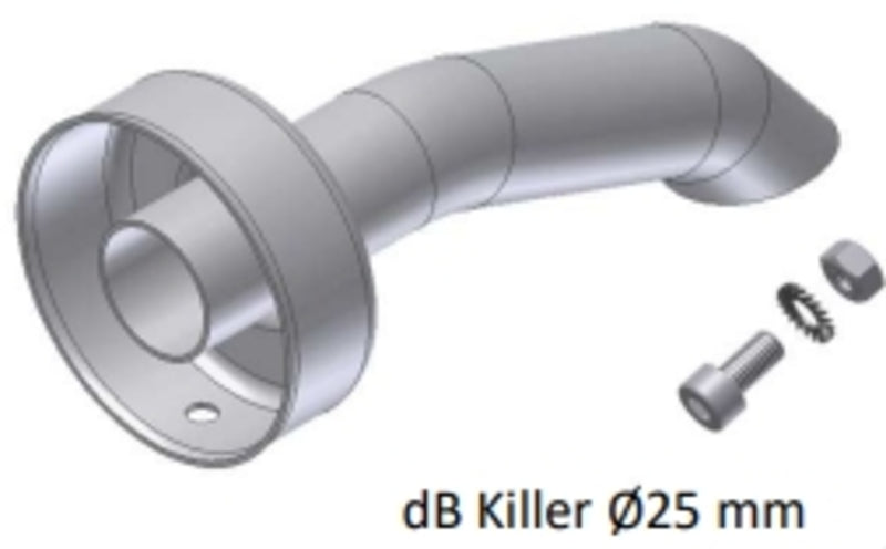 MIVV DB Killer för X-Cone 105 ljuddämpare Ø25 mm 50.SC.DK.021.0 med monteringsdetaljer, perfekt reservdel inom avgassystem.