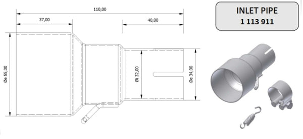 MIVV ulazna cijev 55> 32 mm 00.73.KU.001