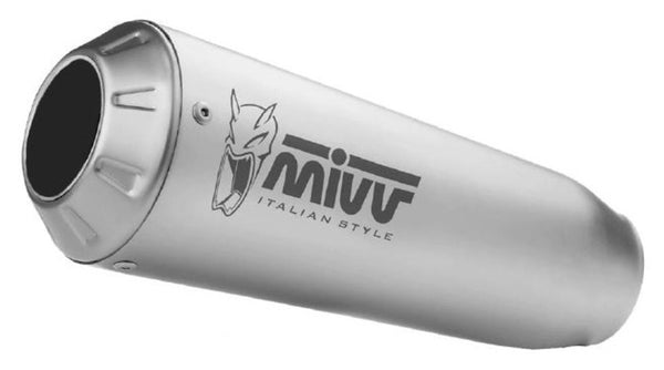 MIVV X-M1 Universal Muffler Stainless Steel - Right Side 00.73.KU.001.SC4 med borstad finish för motorcykel. Högpresterande avgassystem för fordonstillbehör.