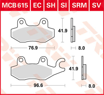 TRW Brake Pad Organic Scooter -125 MCB615EC