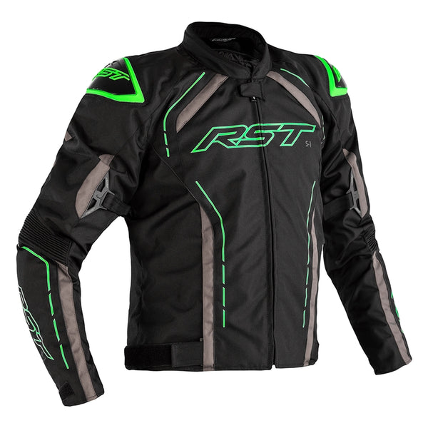 RST S-1 bunda textilná čierna/šedá/neónová zelená veľkosť S 102559NEO-40