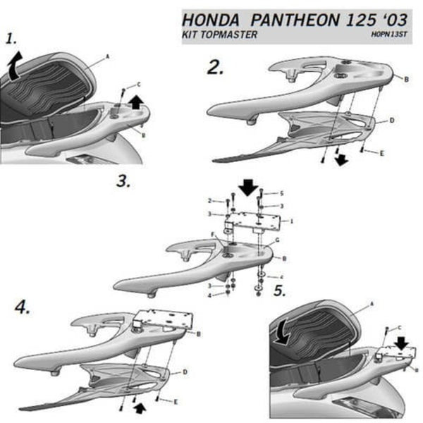 „Shad Top Master“ montavimo rinkinys - „Honda H0pn13st“