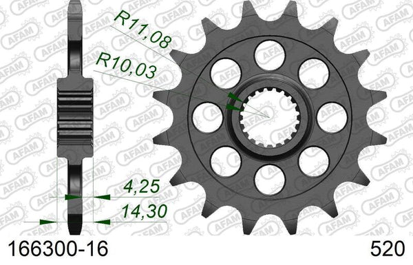 AFAM Steel Standard Front Sprock 166300 - 520 166300-16