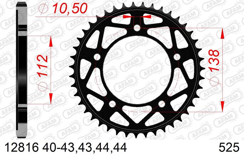 AFAM oceľový štandardný zadný sprock 12816 - 525