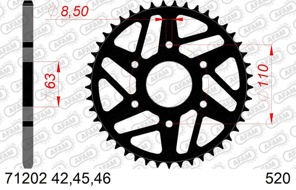 AFAM STEEL STANDARD REAR SPROPET 71202 - 520 71202-45