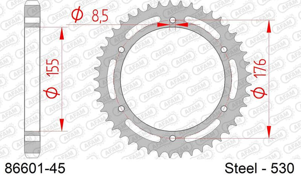 AFAM STEEL STANDARD REAR SPROPET 86601 - 530 86601-45
