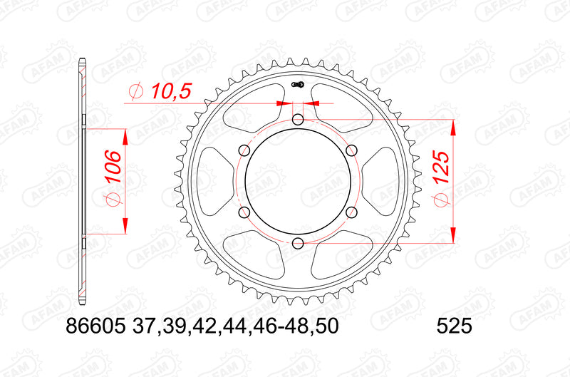 AFAM oceľový štandardný zadný sprock 86605 - 525