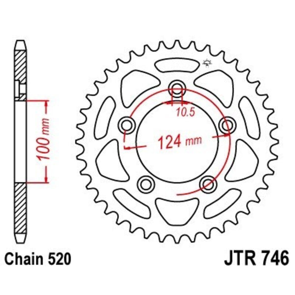JT Sprock's Steel Standard Straight Sprick 746 - 520 JTR746.46