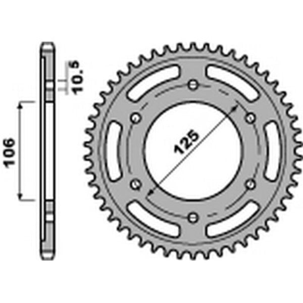 PBR Standard C45 čelični stražnji spoket 4529 - 525 4529 50 C45