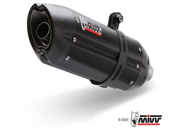 MIVV Suono Silencer - BMW F650GS/F800GS B.007.L9 i svart kolfiberdesign, högpresterande avgassystem för motorcyklar.