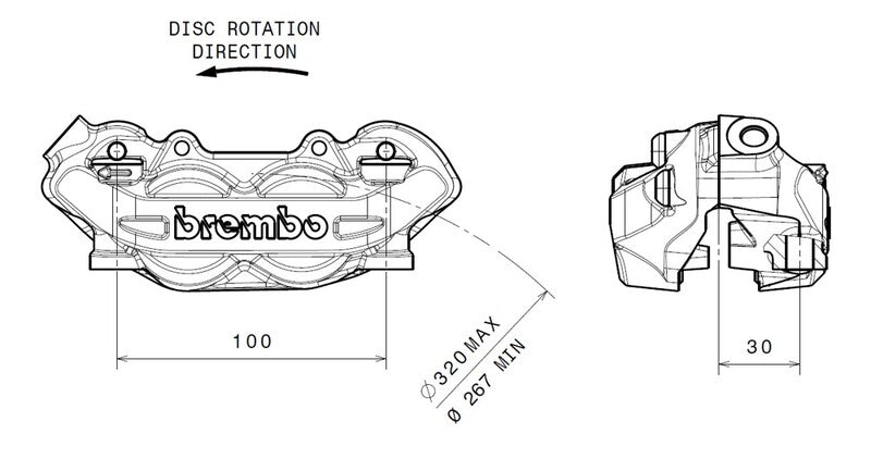 BREMBO P4 Front Left Brake Caliper Titanium Ø32mm 920.9970.16