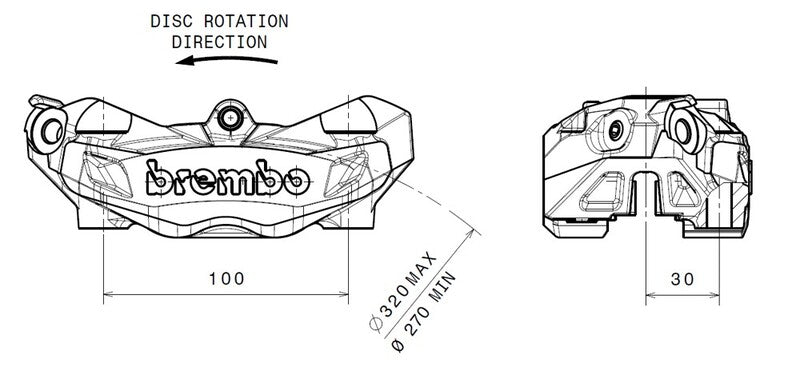 BREMBO M4 Front Left Brake Caliper Gold Ø32mm 920.B690.97