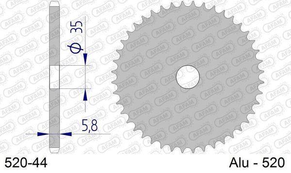 AFAM Aluminum Ultra-Light Hard Anodized Rear Sprock 17404-520 520-44