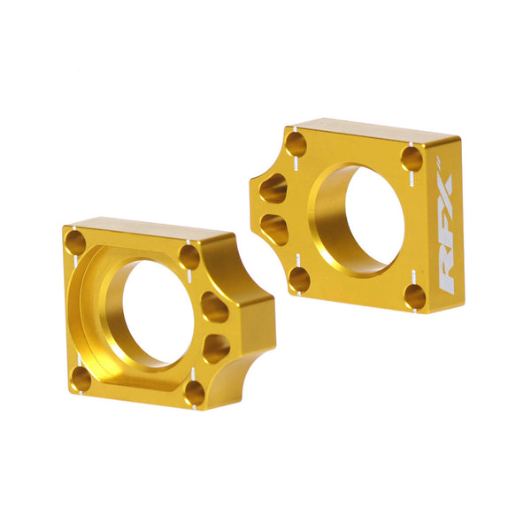 RFX Pro Rear Axle Adjusters Blocks (Yellow) - Suzuki RMZ250/450 FXAB3010099LY