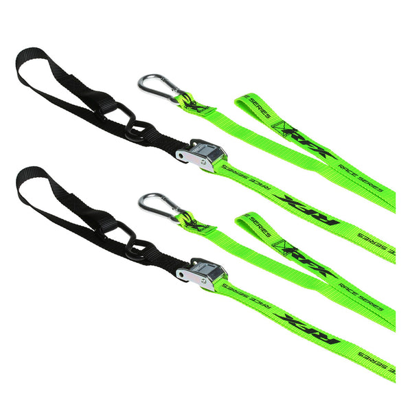 RFX Race Series 1.0 Tie Downs (Hi-Viz/Black) With Extra Loop & Carabines Clip FXTD3000055HV
