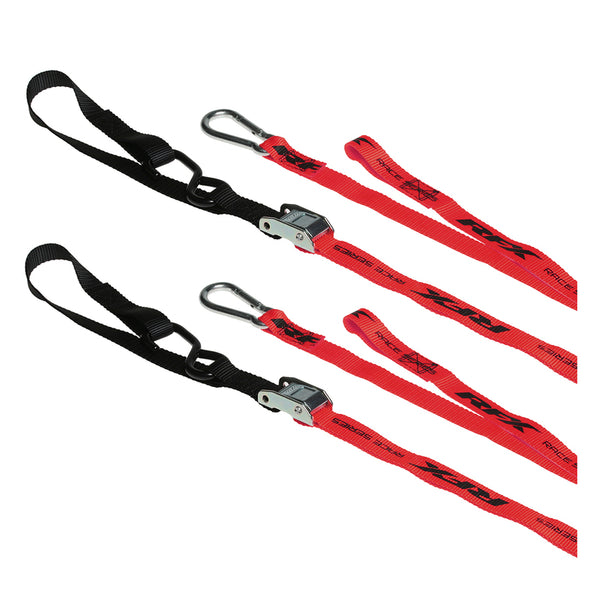 RFX Race Series 1.0 Tie Downs (Red/Black) With Extra Loop & Carabines Clip FXTD30000555RD