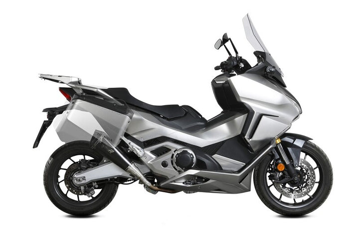 Sidovy av motorcykel utrustad med MIVV Delta Race Slip-on - Stainless Steel Black H.080.LDRB, perfekt för tuning och reservdelar.