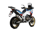 MIVV Dakar Silencer H.079.LEKX monterad på Honda CRF 1100L Africa Twin, optimerar prestanda och ljud för motorcykeln.
