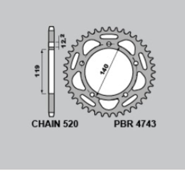 PBR Ultra -Light Aluminium Tvrdi anodizirani stražnji Sprick 4743 - 520 4743 45 LD