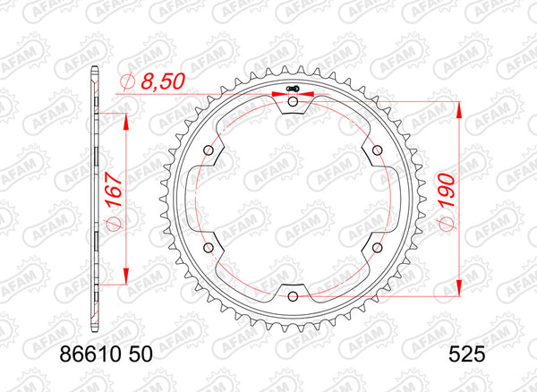 Afam Steel Standard Aizmugurējais Spropet 86610 - 525 86610-50