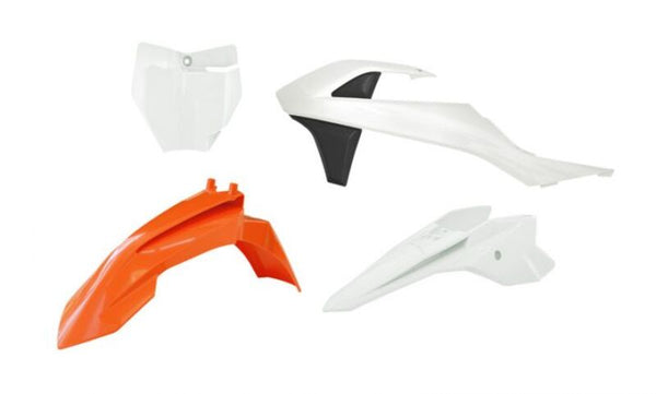 RaceTech plastmasas komplekts-4 detaļas melns un balts KTM R-kitktm-AR2-050