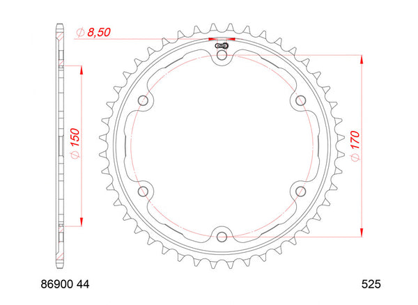 AFAM STANDARD STEEL REAR SPROPET 86900 - 525 86900-44