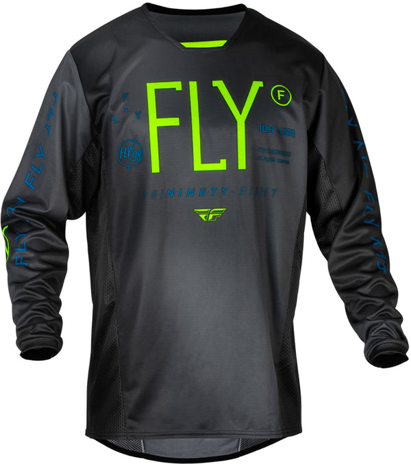 Fly Racing Kinetic Prodigy Jersey - ugljen/neonsko zeleno/istinsko plavo 377-526yl