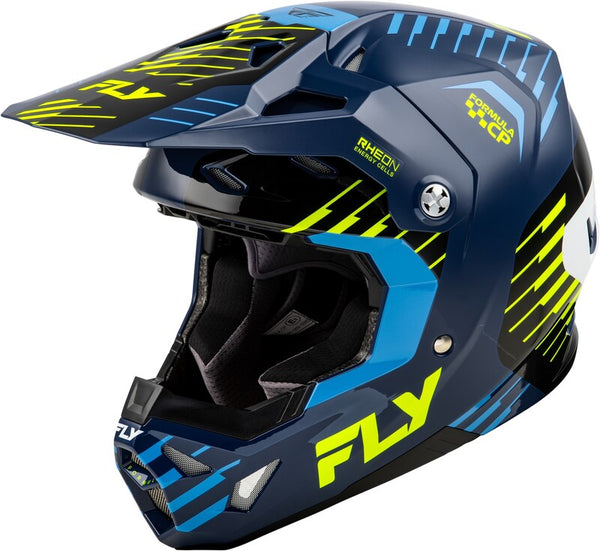 Fly Racing Formula CP šķēles ķivere-navy/hi-vis/baltais 73-0050L