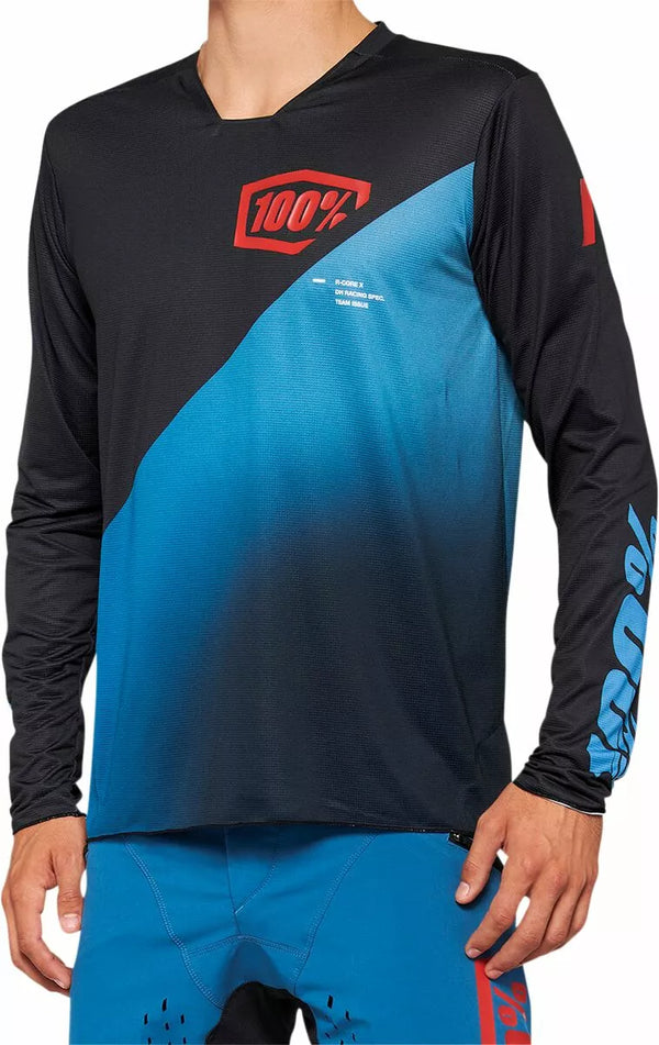 100% MTB Jersey R-Core X LS BK/BL XL 40000-00008