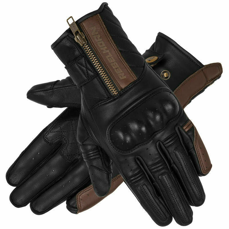 „Rebelhorn Women Mc-Gloves Hunter Black /Brown“