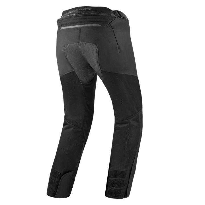 Baksida av Shima Textil Mc-Byxor Rush 2.0 Vented Svart med ergonomisk passform och slitstarka material för säker motorcykelkörning.
