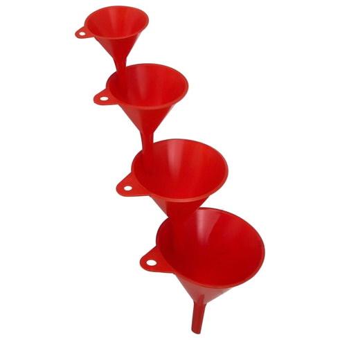 Plastmasas piltuves komplekts - 4 Split Red 60/80/100/120 mm