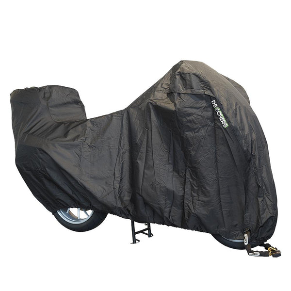 Poklopac motocikla Alfa Topcase. S prozorom registarskih tablica. Boja: Crna veličina: XL. Dimenzija Duljina: 246 cm Širina: visina 104 cm: 127 cm