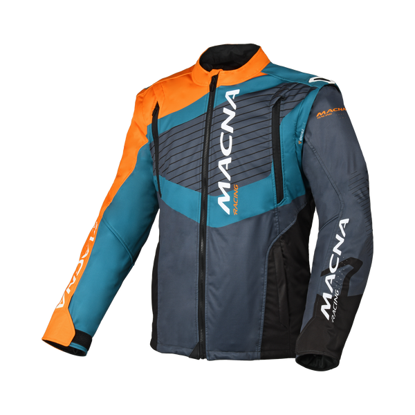 Motocikla jaka MacNA, crest oranžs/pelēks/zils