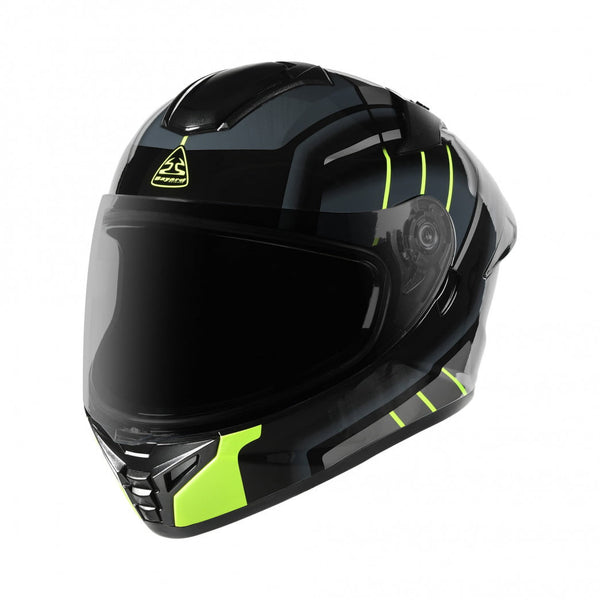 Bayard Integral Mc-Hjälm SP-68 S Unity Svart/Flu med aerodynamisk design och mörkt visir. Säker och stilren hjälm för motorcyklister.
