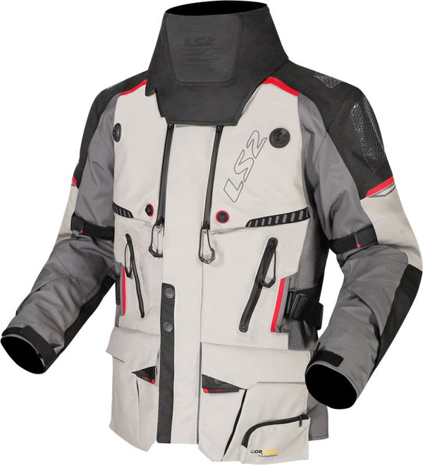 LS2 Textile MC jakna Apollo siva / crna / crvena