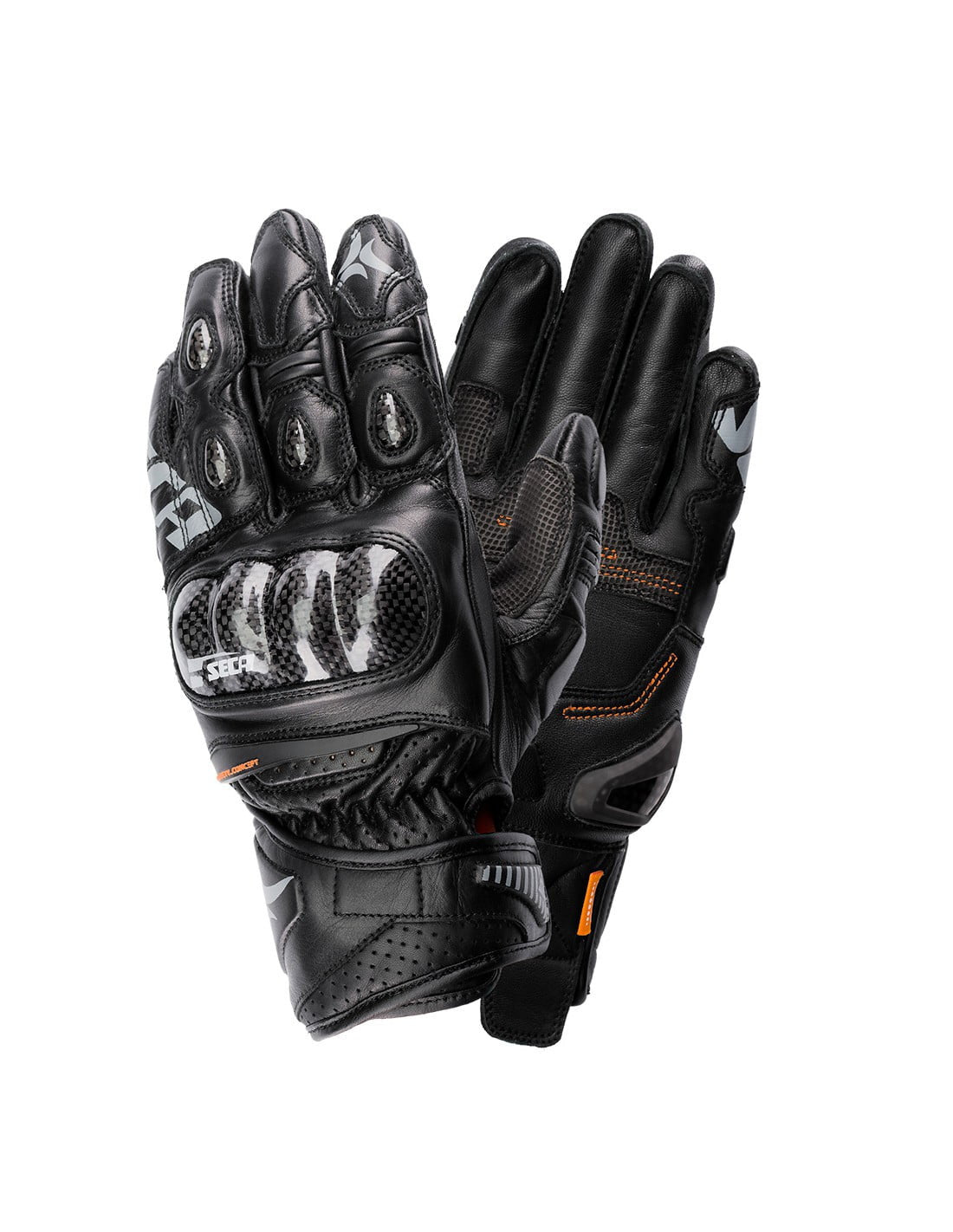 „Seca MC-Gloves TrackDay“ trumpas juodas